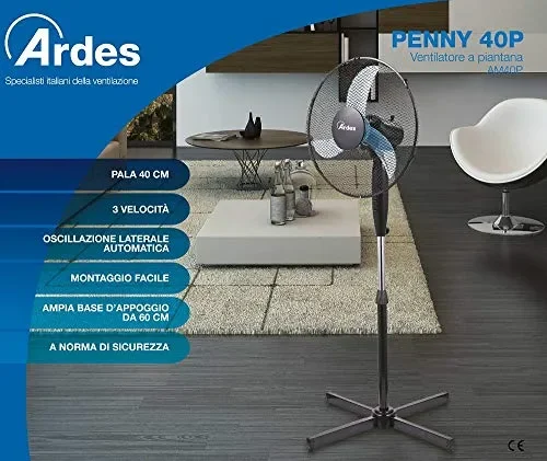 Ardes Penny AR5AM40P Ventilatore Piantana Altezza Regolabile 3 PALA 40 CM - immagine 2
