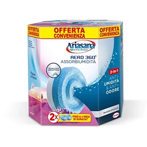 Ariasana Aero 360° Ricarica TAB Lavanda per dispositivo Aero 360° kit, assorbi umidità in Tab profumata rilassante, elimina i cattivi odori, aromaterapia, 2 TAB da 450g
