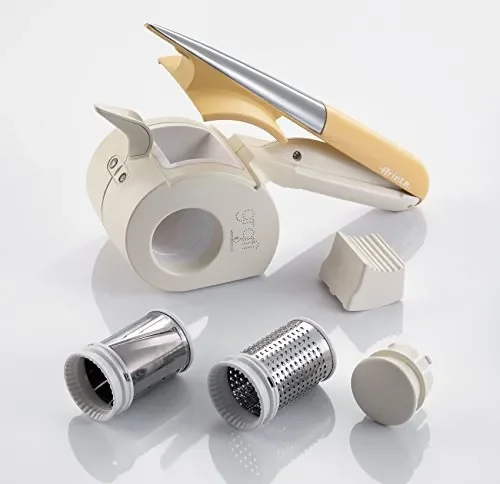 Ariete 457 Gratì Waterproof – Grattugia/Scaglie Elettrica Ricaricabile Senza Filo Lavabile Sotto Acqua Corrente, Ideale per Formaggio, Pane, Cioccolata, Frutta Secca, 2 Rulli Inox, Bianco/Giallo - immagine 2