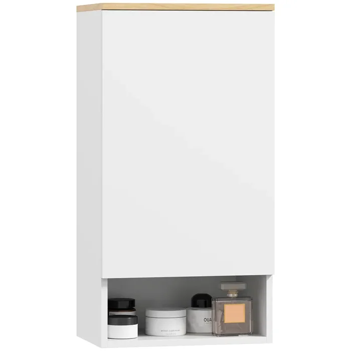 Armadietto Bagno Pensile a Muro 40x27x77 cm con Mensole Regolabili in Legno e MDF Bianco