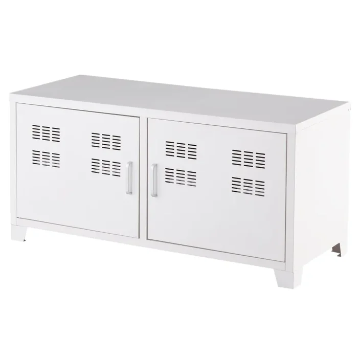 Armadietto in Acciaio con 2 Ante Bianco 100x40x48,5 cm