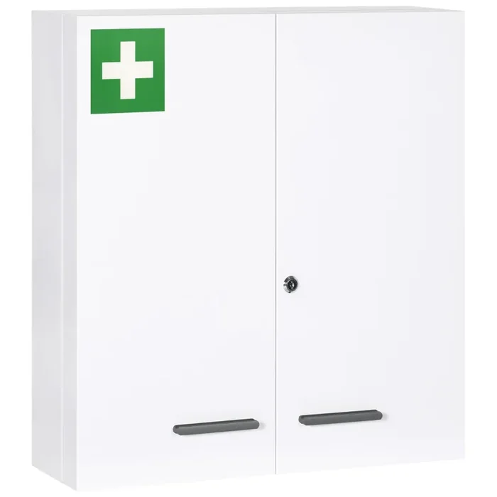 Armadietto Medicinali a 6 Ripiani con Serratura e 2 Chiavi 55x18x60 cm in Acciaio Bianco