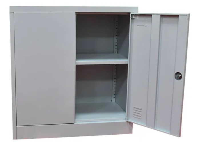 Armadietto Metallico 2 Ante 1 Mensola 80x40x80 cm con Serratura a Chiave in Acciaio Grigio - immagine 2