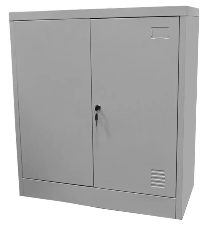 Armadietto Metallico 2 Ante 1 Mensola 80x40x80 cm con Serratura a Chiave in Acciaio Grigio - immagine 3