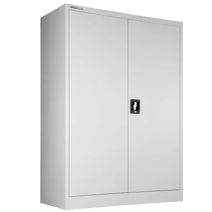 Armadietto Metallico Porta Documenti 2 Ante 90x40x140 cm per Ufficio/Casa in Acciaio Grigio