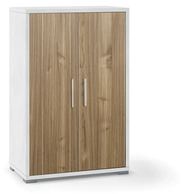 Armadietto Multiuso 2 Ante 71x110x41 cm Ossido Bianco/Noce Stelvio - immagine 3