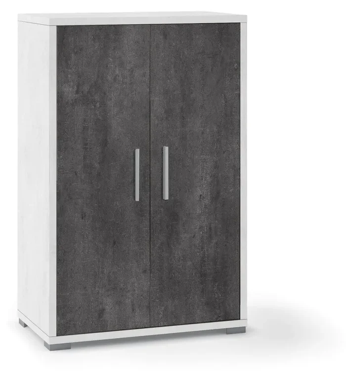 Armadietto Multiuso 2 Ante 71x110x41 cm Ossido Bianco/Ossido Nero - immagine 3