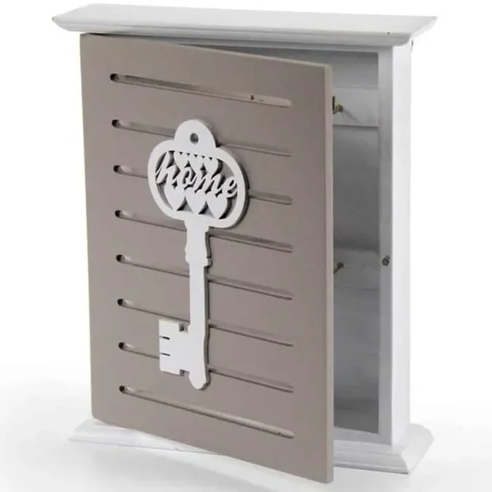 Armadietto Portachiavi da Parete 20×5,8×24 cm in Legno Decoro Chiave con Scritta - immagine 2