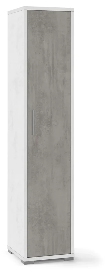 Armadio 1 Anta 39x182x41 cm Ossido Bianco/Cemento