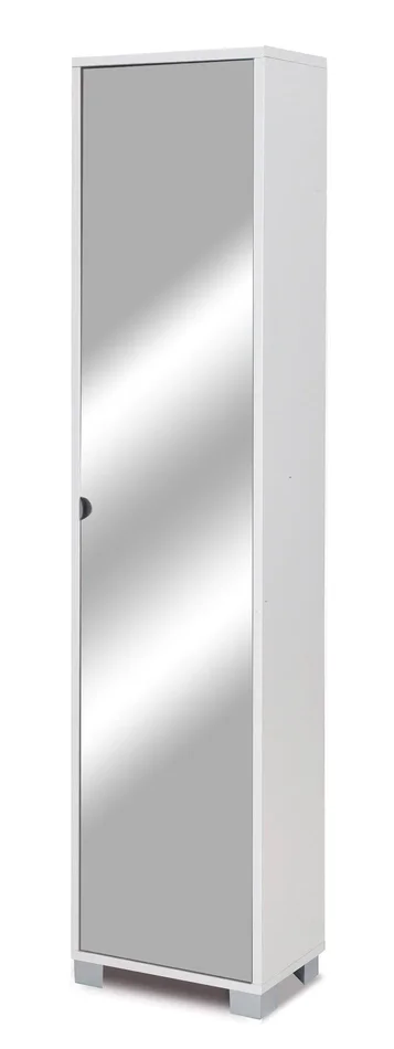 Armadio 1 Anta con Specchio 43x190x29 cm Bianco Fiammato