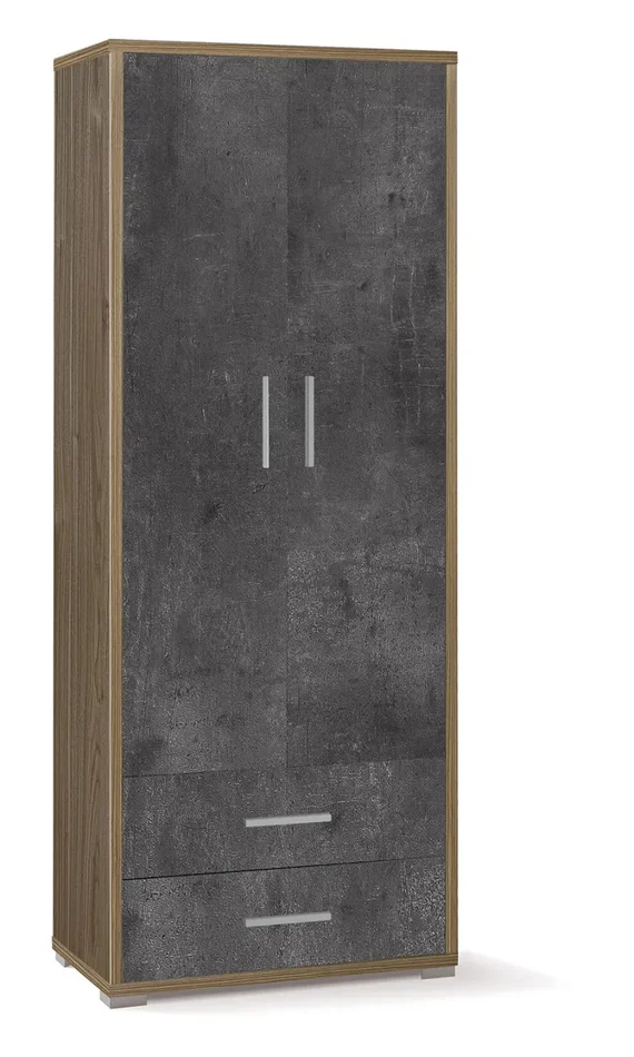 Armadio 2 Ante 2 Cassetti 71x182x41 cm Noce Stelvio/Ossido Nero Vendita online