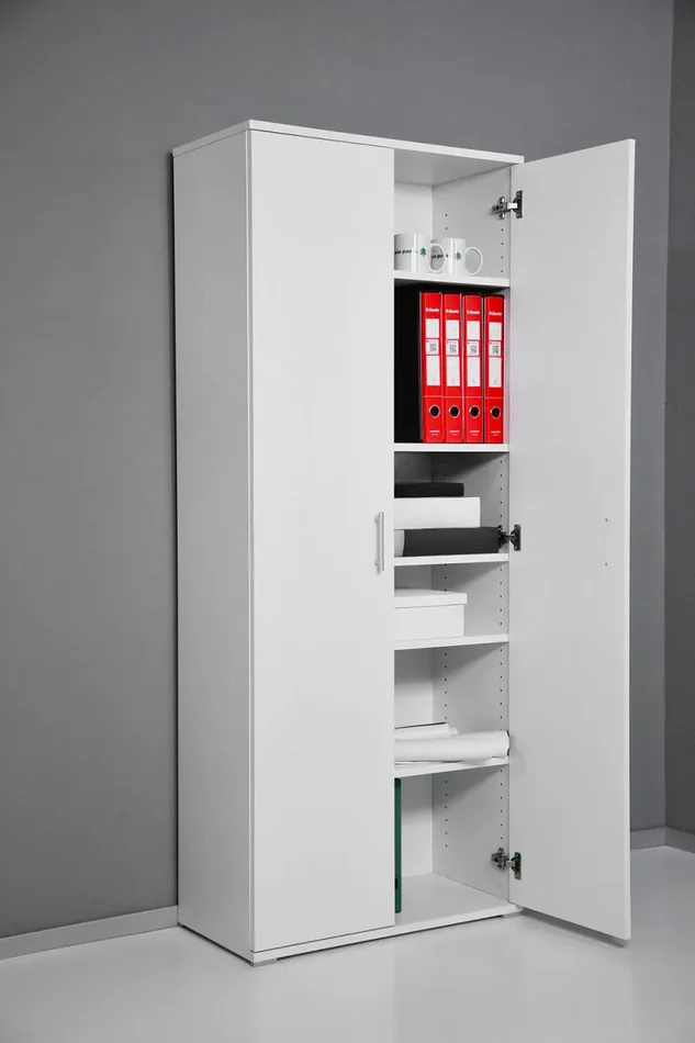 Armadio 2 Ante 6 Ripiani 72,3x36x177,1 cm in Truciolare Nobilitato Bianco - immagine 2