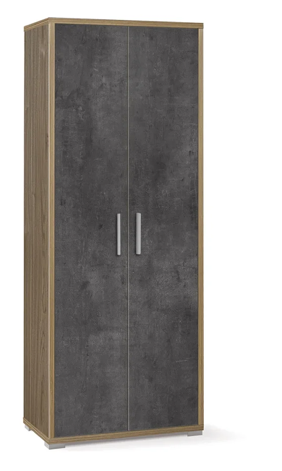 Armadio 2 Ante 71x182x41 cm Noce Stelvio/Ossido Nero In saldo