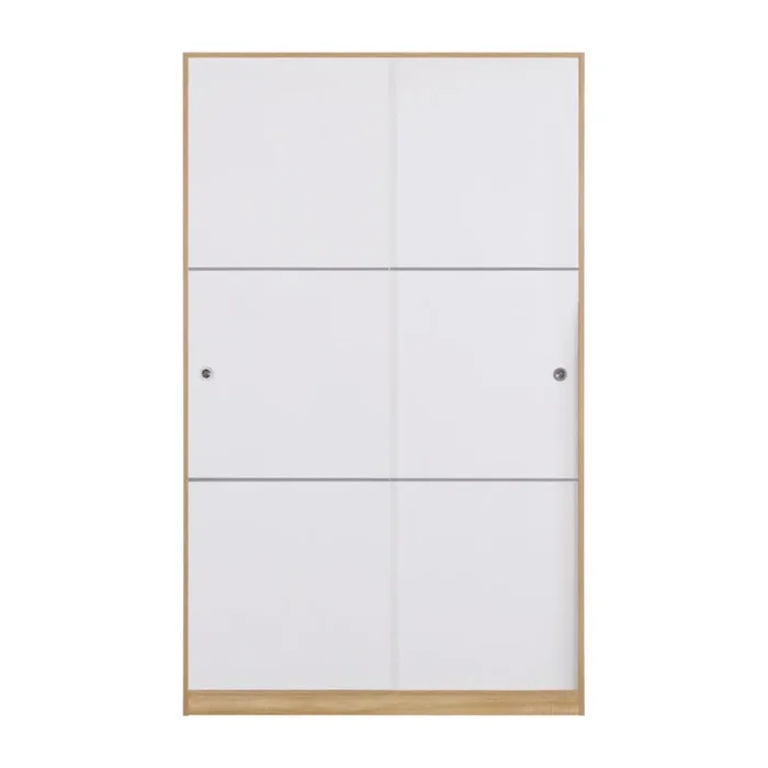 Armadio 2 Ante Scorrevoli 120x48x200 cm in Legno Rovere e Bianco - immagine 2