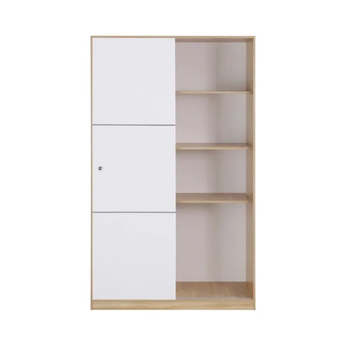 Armadio 2 Ante Scorrevoli 120x48x200 cm in Legno Rovere e Bianco - immagine 3