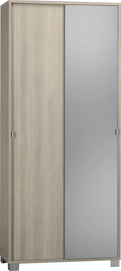Armadio 2 Ante Scorrevoli con Specchio 82x190x41 cm Olmo Chiaro
