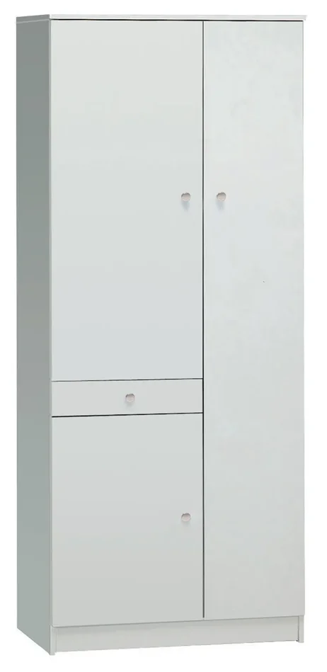Armadio 3 Ante 1 Cassetto 77x183x34 cm Bianco Lisco