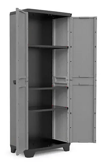 Armadio da Esterno 3 Ripiani 68x39x173H cm in Plastica Keter Stilo Alto Grigio - immagine 2