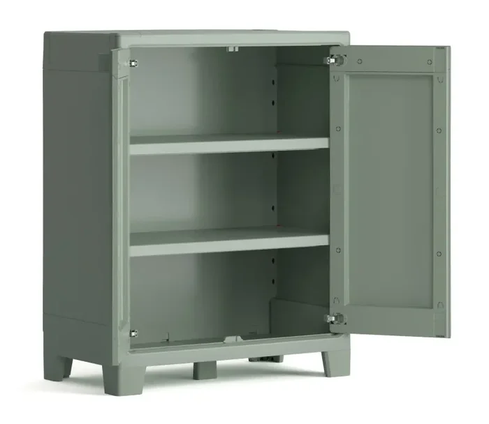 Armadio da Giardino 2 Ripiani 80x44x100 cm Keter Planet Outdoor Basso Grigio e Verde In saldo - immagine 3