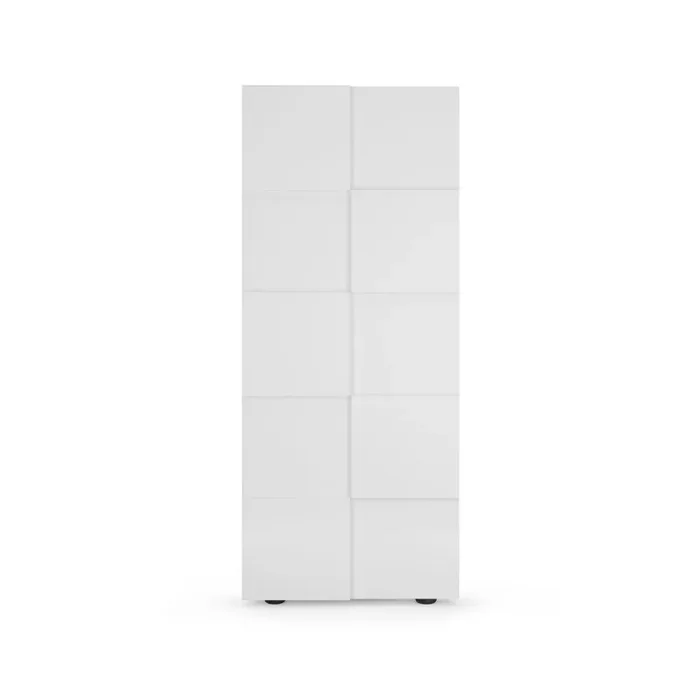 Armadio Guardaroba con Appendiabiti e Ripiani 78x31x186,5 cm Modello Dama Bianco Lucido Sconti