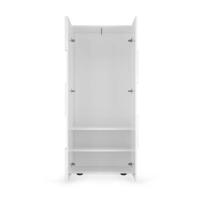 Armadio Guardaroba con Appendiabiti e Ripiani 78x31x186,5 cm Modello Dama Bianco Lucido Sconti - immagine 2