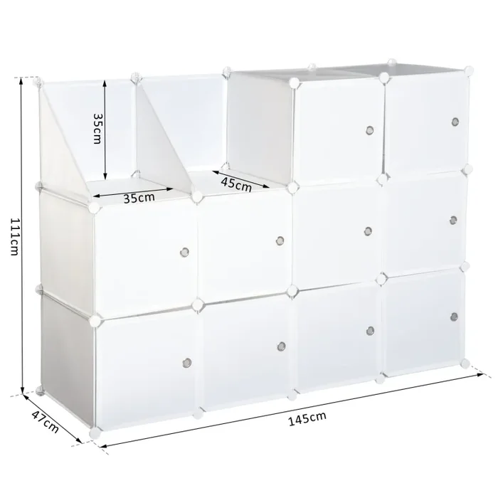 Armadio Guardaroba Modulare 10 Cubi Bianco 111x47x145 cm - immagine 3