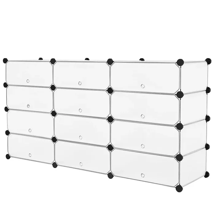 Armadio Guardaroba Modulare 12 Scomparti 95x37x107 cm Rizzetti Bianco