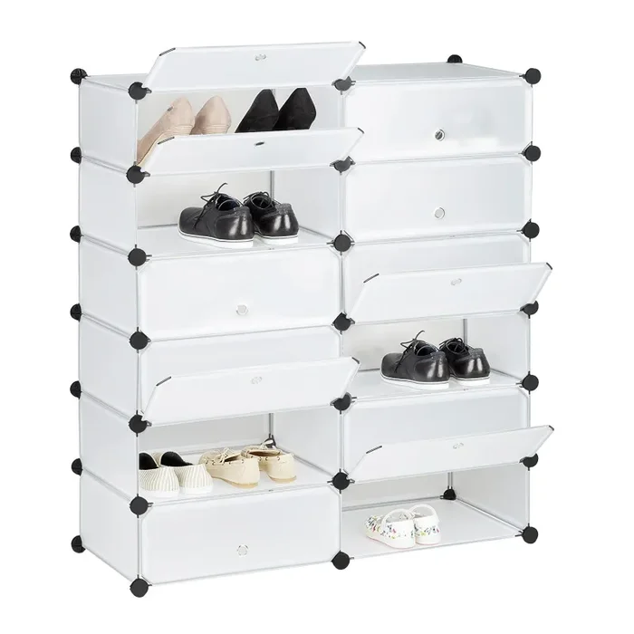 Armadio Guardaroba Modulare 12 Scomparti 95x37x107 cm Rizzetti Bianco - immagine 2