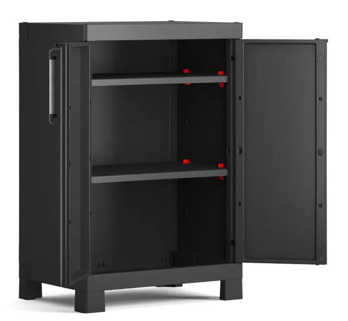 Armadio in Resina 2 Ripiani 65x45x97 cm Keter Detroit Basso Nero - immagine 3