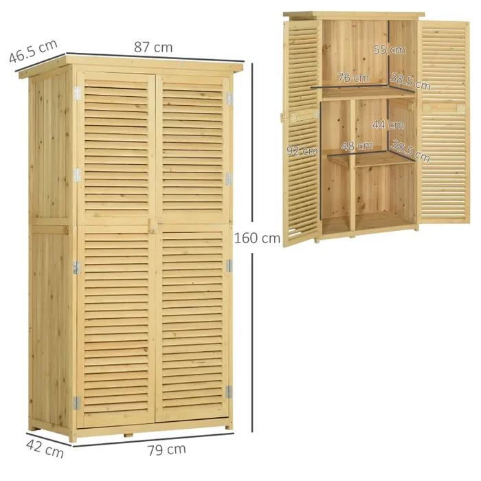 Armadio Mobile Portaoggetti da Giardino 87×46,5×160 cm in Legno - immagine 3