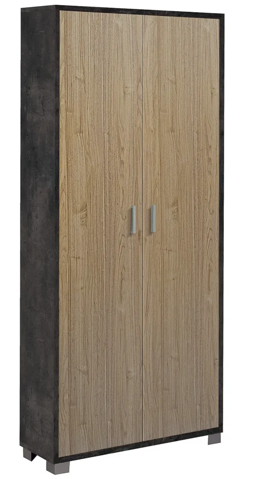 Armadio Multiuso 2 Ante 83x190x29 cm Ossido Nero/Noce Stelvio