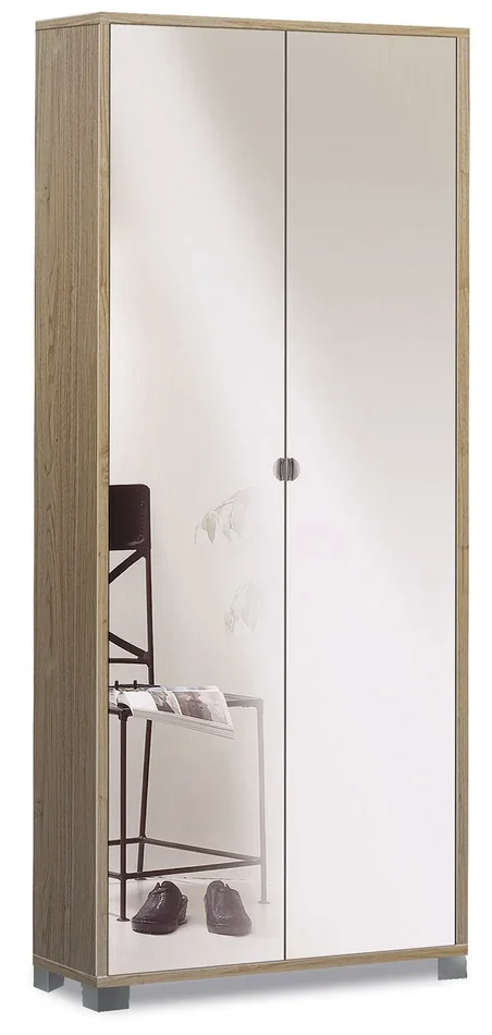 Armadio Multiuso 2 Ante con Specchio 83x190x29 cm Noce Stelvio - immagine 3