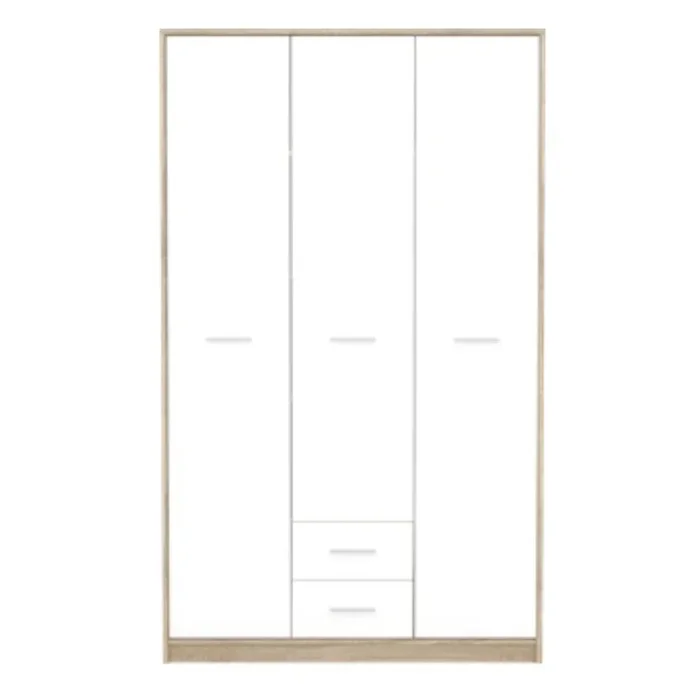 Armadio Nepo 118,5x54x196,5 cm 3 ante 2 cassetti rovere sonoma bianco Vendita calda