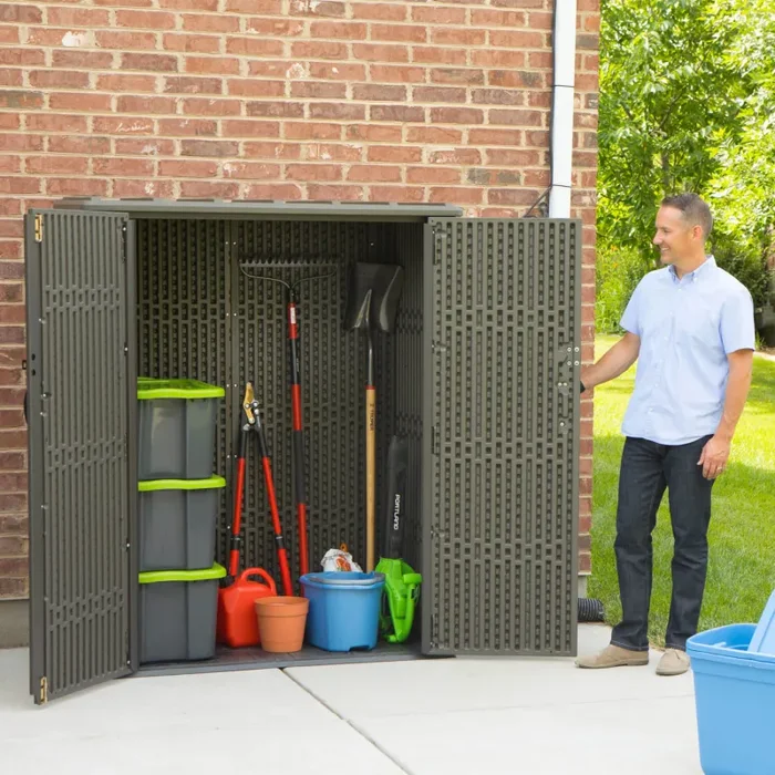 Armadio Porta Attrezzi da Giardino 136x70x172 cm in Polietilene - immagine 2