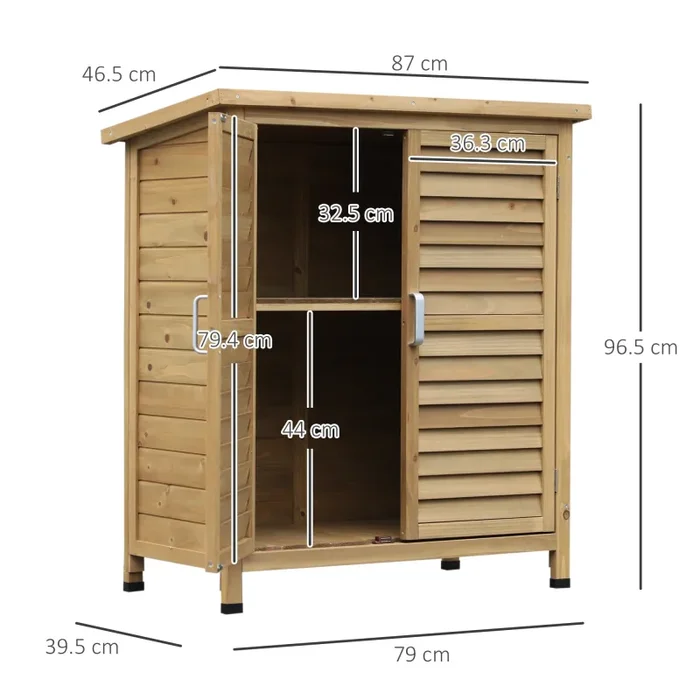 Armadio Porta Attrezzi da Giardino 87×46,5×96,5 cm in Legno di Abete - immagine 3