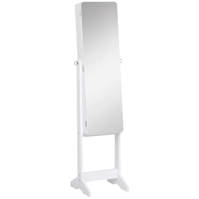 Armadio Portagioie e Trucchi con Specchio e Illuminazione LED Automatica Bianco 30x146x36 cm In saldo