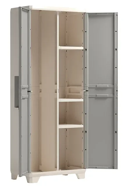 Armadio Portascope da Esterno 3 Ripiani 68x39x182H cm in Plastica Keter Wood Grain Beige Online - immagine 2