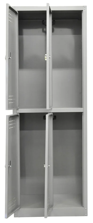 Armadio Spogliatoio 4 Ante 60x40x167 cm in Metallo Verniciato Grigio Chiaro - immagine 2