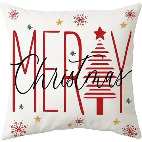 ARNTY Natale Federe Cuscini Divano 45×45, Natale Federe Cuscino,Cuscini Natalizi,Copricuscini Divano Set di 4 Fodere Cuscini Moderna Federe Decorative Camera da Letto Divano Cuscino per Esterno - immagine 3