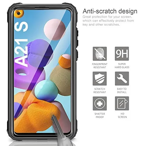 AROYI Cover Samsung Galaxy A21s + Pellicola Protettiva in Vetro Nero Online - immagine 3