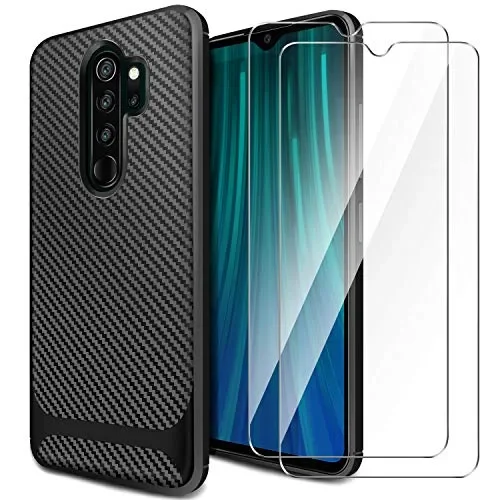 AROYI Cover Xiaomi Redmi Note 8 PRO&[2 Pack] Protettiva in Vetro Nero Fornitura