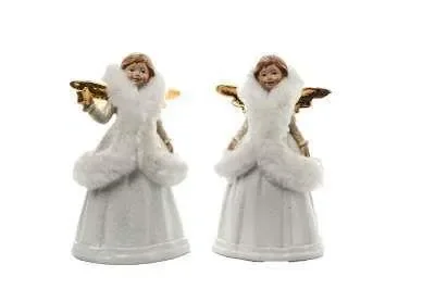 ARPIMEX Angelo Natale Resina con Pelliccia 16,5 Cm Bianco 1 Pz