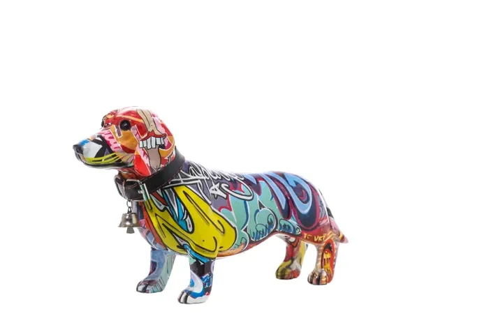 ARPIMEX Cane Resina Graffiti Bassotto 26 x 8 x 16,5 Cm Multicolor