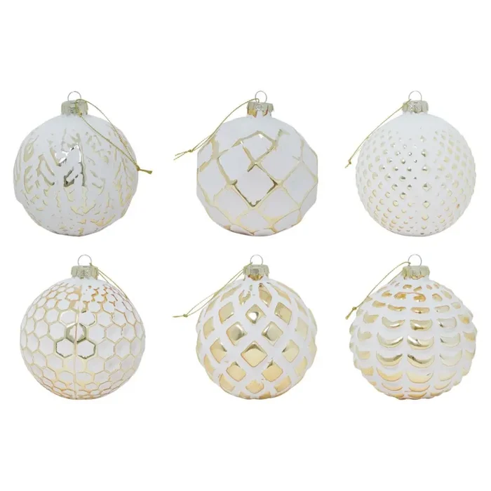 ARPIMEX Decorazione Sfera Natale D 100 Mm Vetro Assortiti Stili White 1 Pz