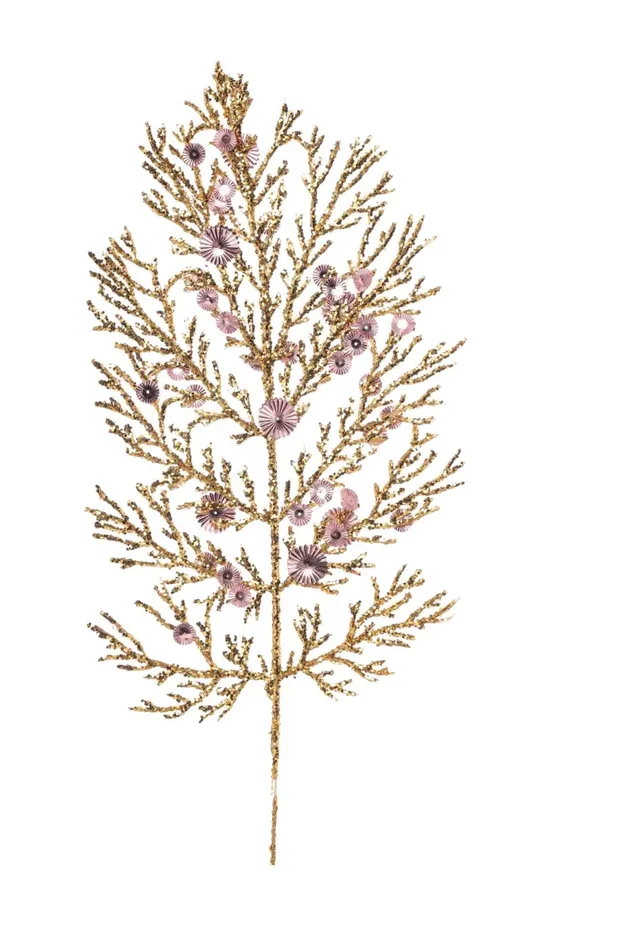 ARPIMEX Foglia Natale Felce Glitterato 4 Cm Rosa Oro