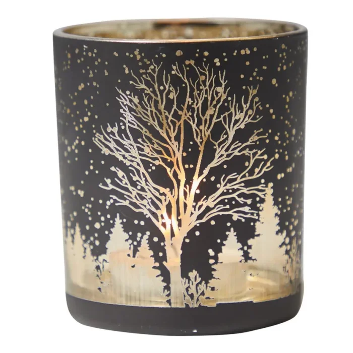 ARPIMEX Portacandela di Natale Decoro Alberello D 7 Cm H 8 Cm Gold Black