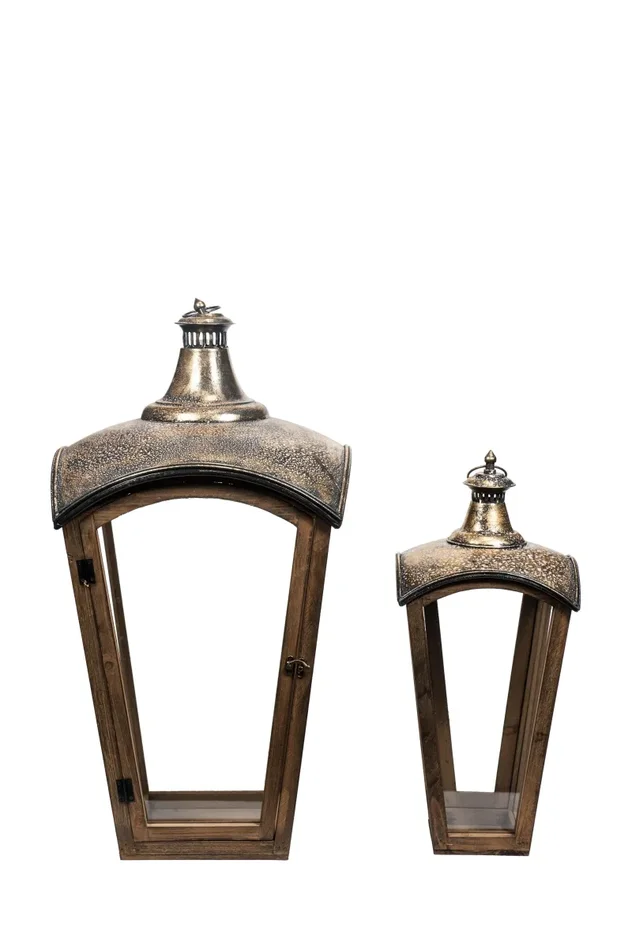 ARPIMEX Set 2 Lanterne 39 x 39 x 78 Cm Marrone Oro