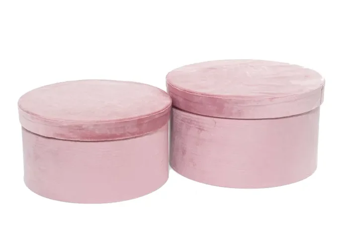 ARPIMEX Set Natale 2 Scatole Cilindriche D 28,5 Cm H 16 Cm Velluto Pink