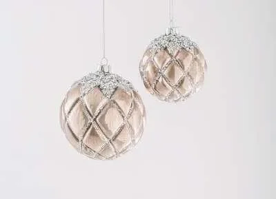 ARPIMEX Sfera Natale Vetro Decorativa D 10 Cm Beige Silver