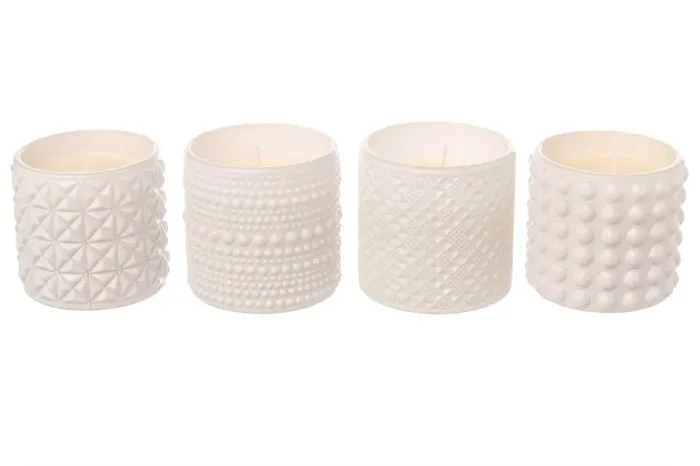 ARPIMEX Vasetto Vetro con Cera D 7 Cm H 6,8 Cm Mix 4 Pz Bianco